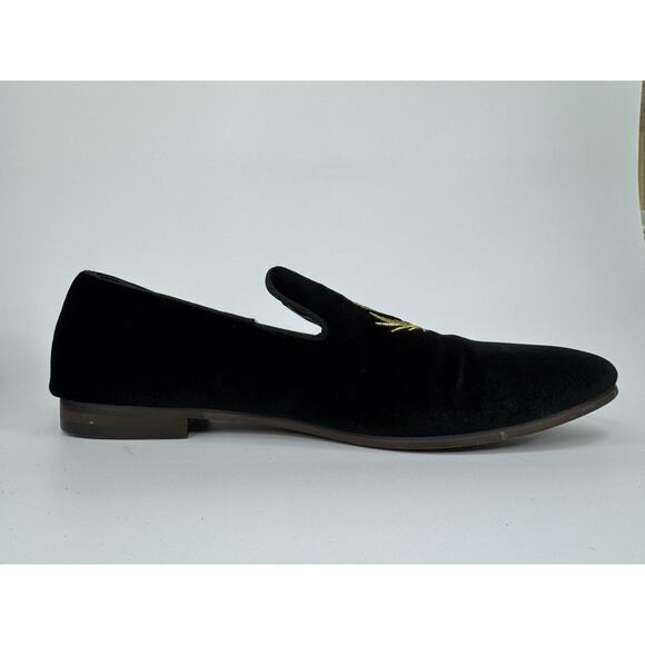 Steve Madden Men’s Leonardo Embroidered Crown Loafers Size 10 Black Velvet Shoes - Picture 4 of 13